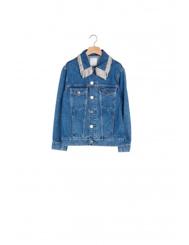 Veste en jean  avec strass au col Venez acheter